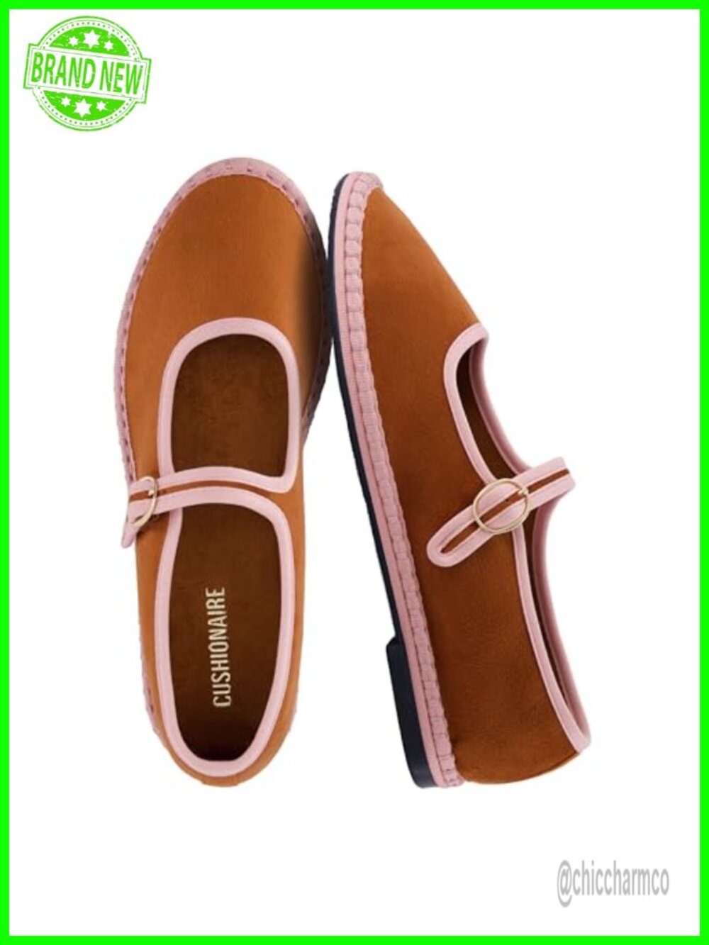 Women's Mary Jane Ballet Flats with Adjustable Buckle, Faux Suede Memory Foam